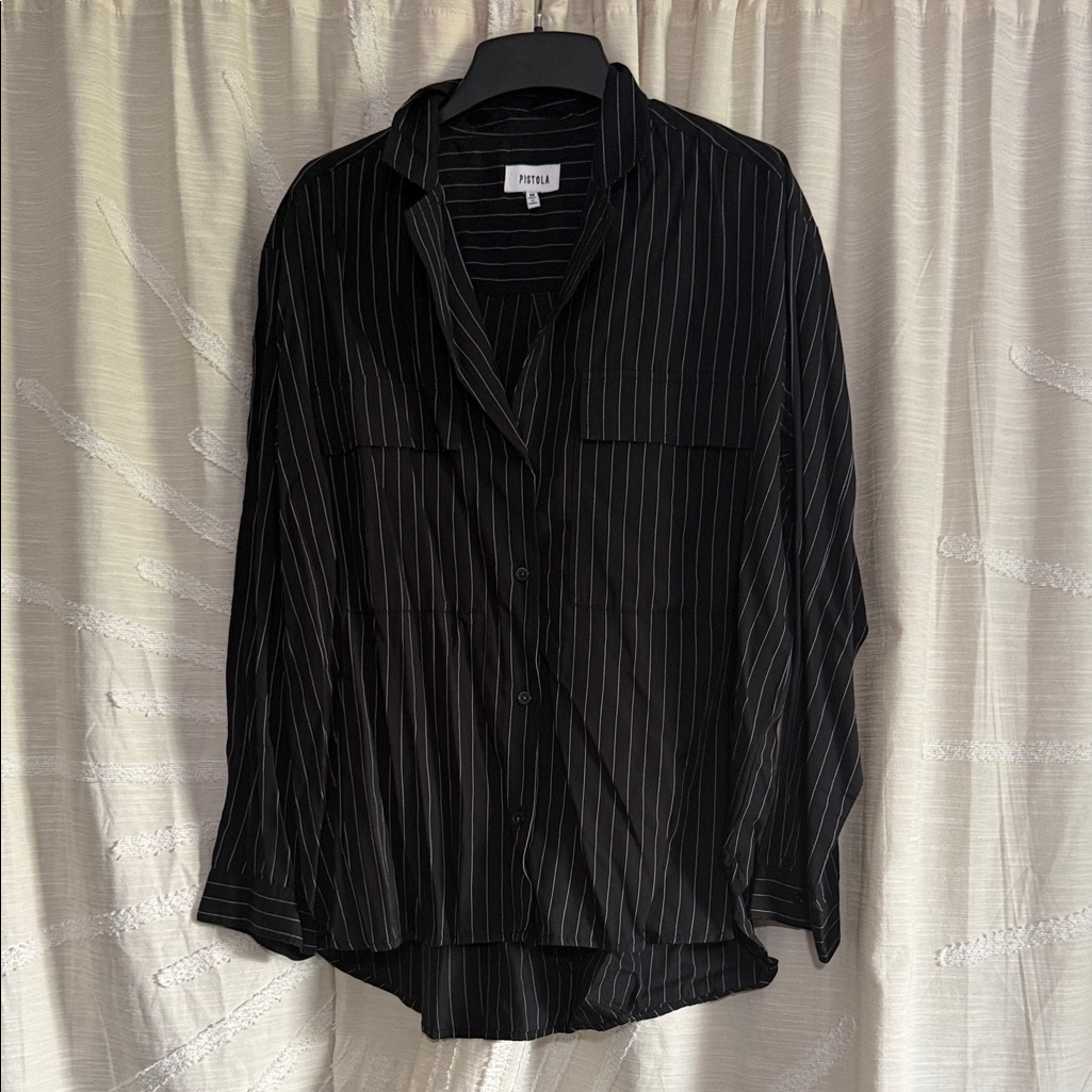 Pistola Black Pinstripe Button Down Shirt
